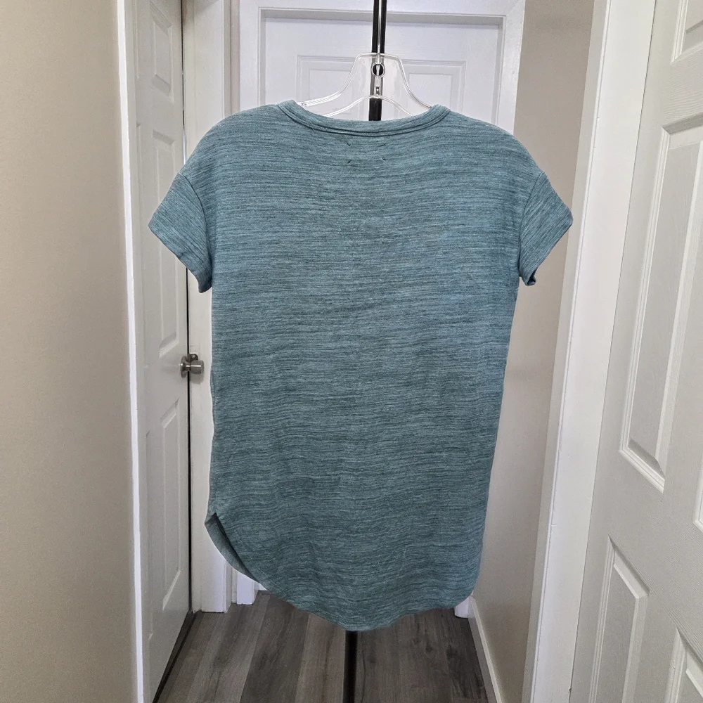 Lou & Grey Rayon Blend Pocket Tee | Teal Slub Knit Relaxed Fit Top - Picture 7 of 7